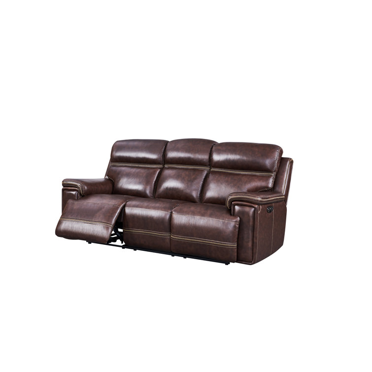 Leather Lusso 90.2'' Genuine Leather Pillow Top Arm Reclining Sofa